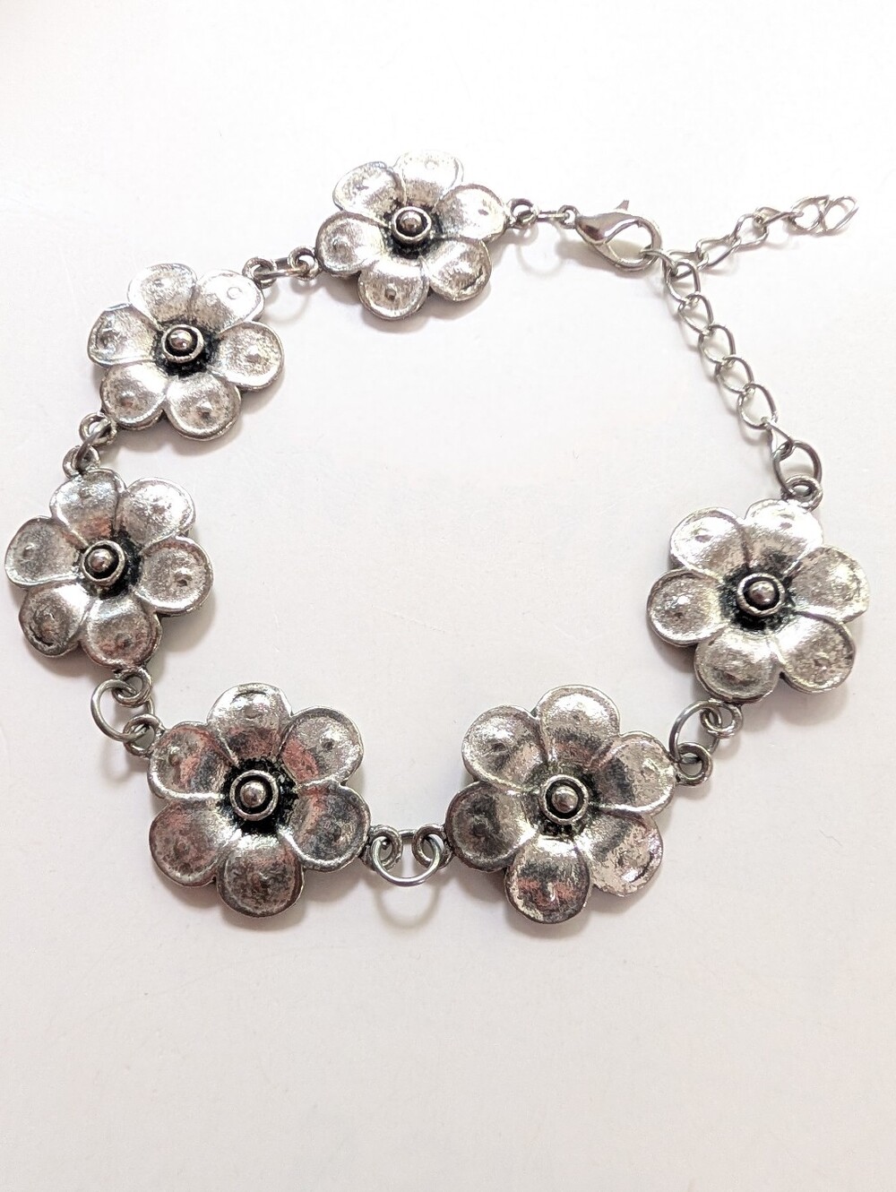 Vintage Cottagecore Cute Y2K Silver Tone Daisy Flower Chain Bracelet